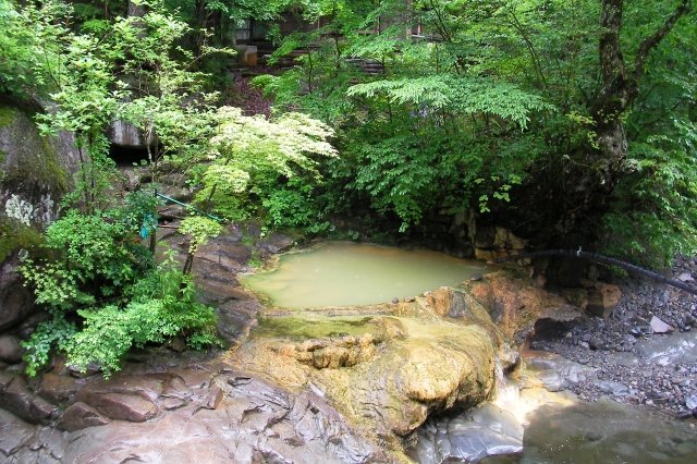 塩沢温泉　湯元山荘の露天風呂